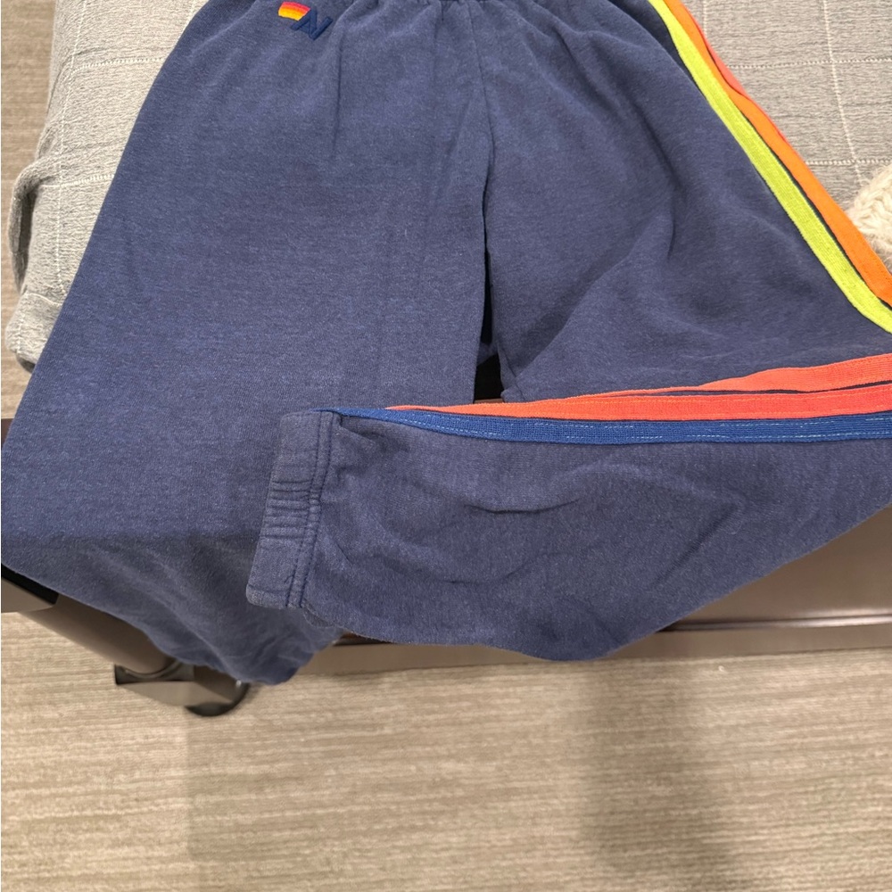 Aviator Nation Blue Joggers with Multicolor Stripes
